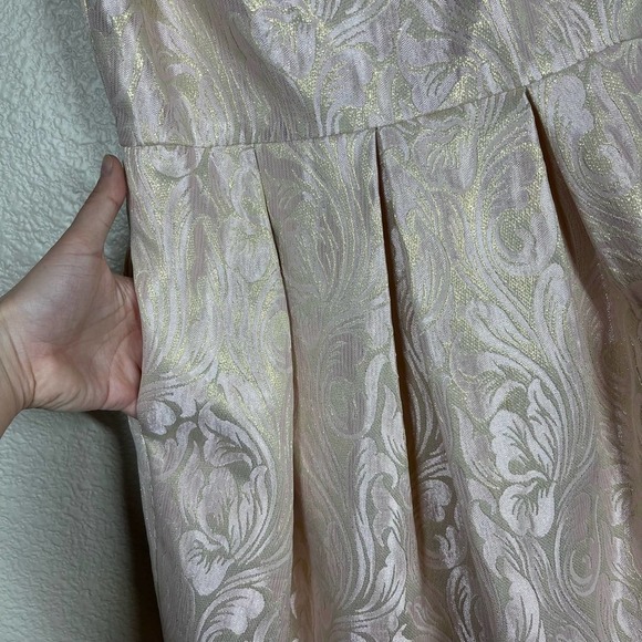 Eliza J Cocktail Knee Length Dress Metallic‎ Gold/Pink Paisley Size 2 - Picture 8 of 16